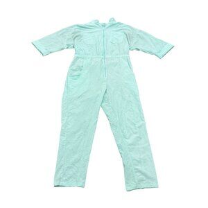 Vintage 1990s Matches Teal Zip-Front Women’s Jumpsuit Made in USA